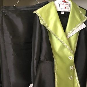 Lime green & black accent suit